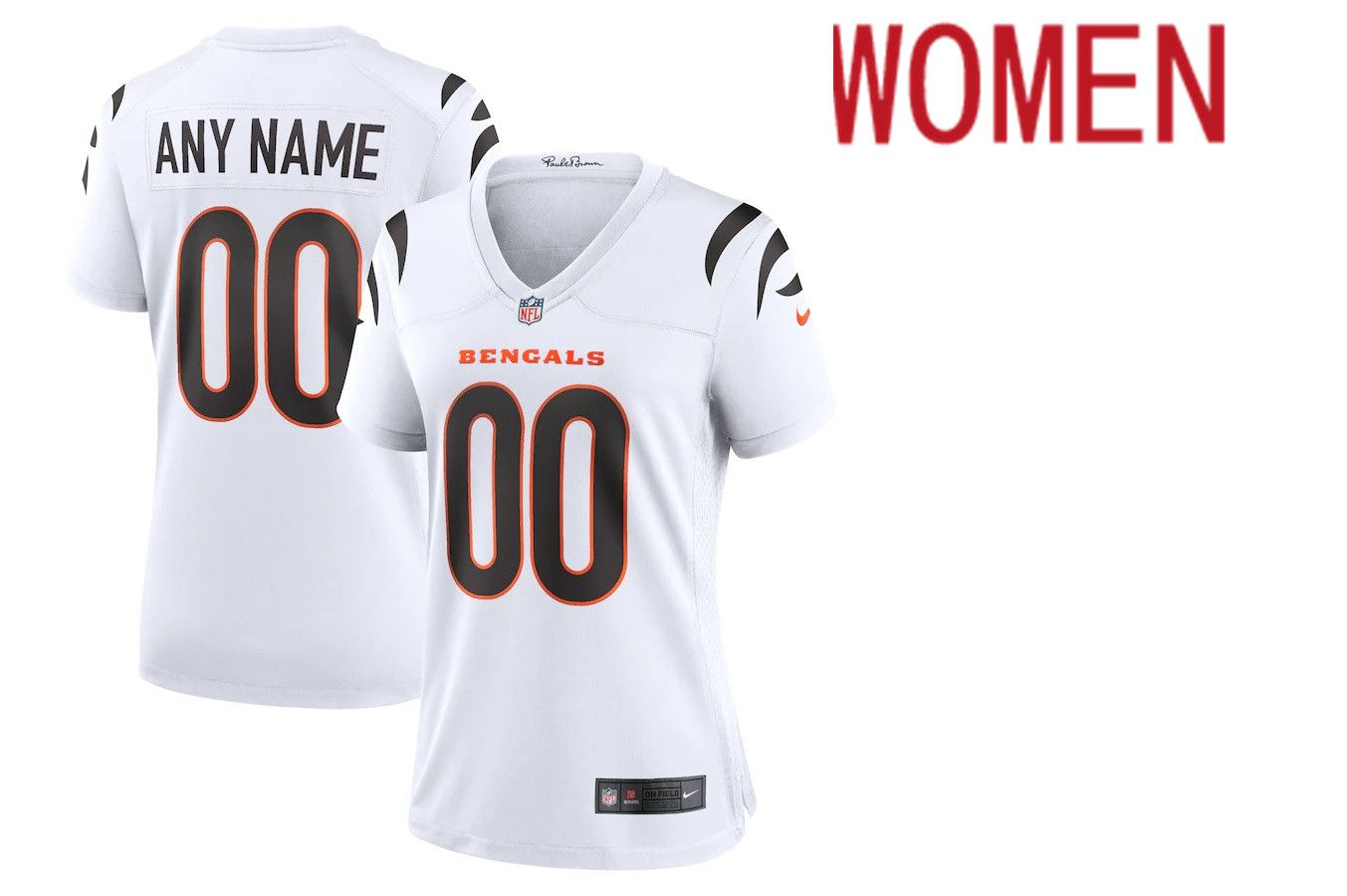 Women Cincinnati Bengals Nike White Game Custom NFL Jersey